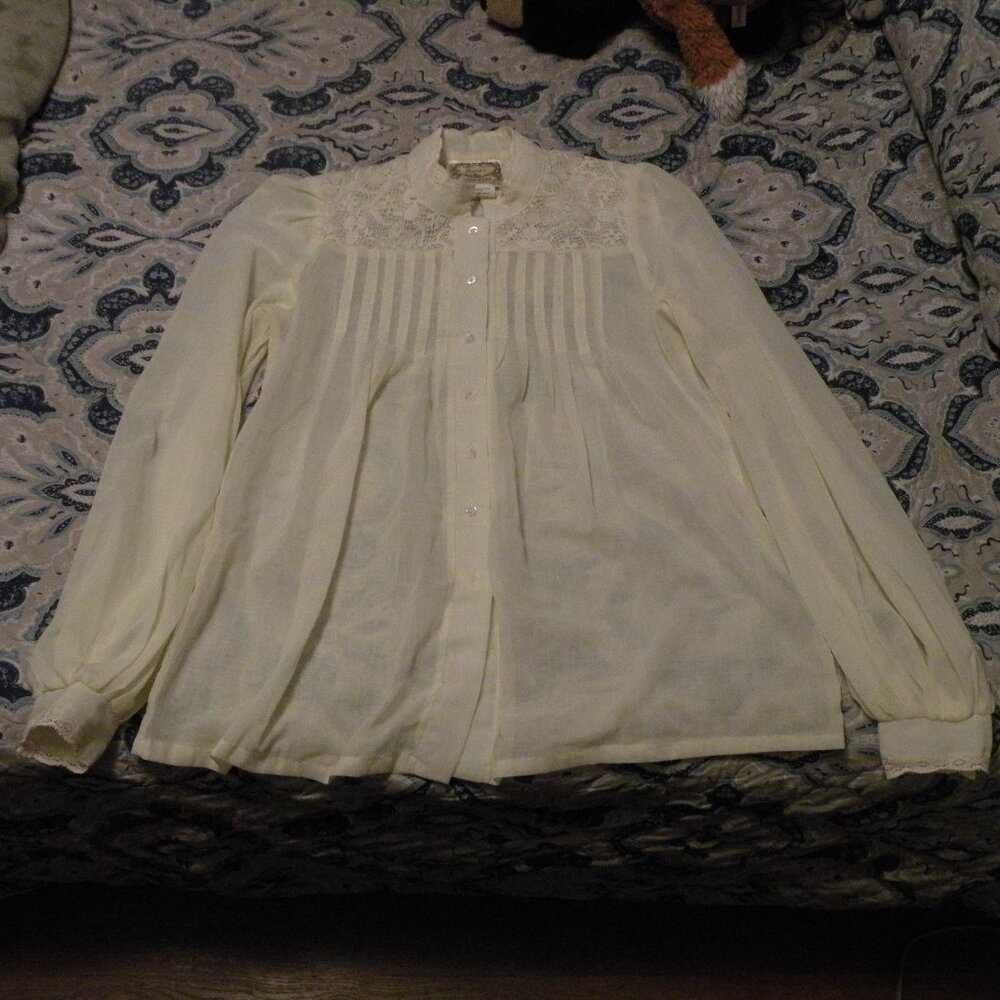 Vintage 70s Gunne Sax Lace Blouse | Size 13
